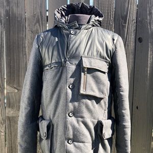 Comune parka coat jacket Large black gray